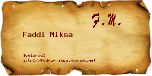 Faddi Miksa névjegykártya